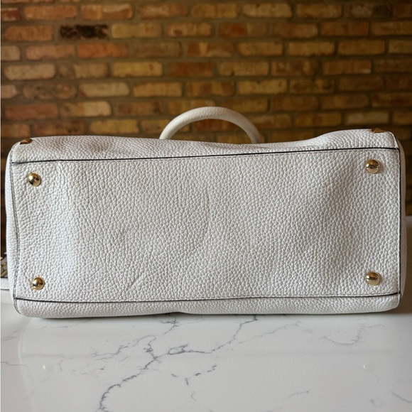 Michael Kors White Pebbled Leather with Gold Accents Satchel - Picture 6 of 16